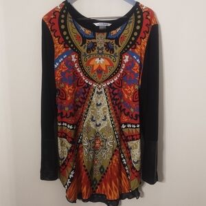 Peter Nygard Art To wear Multicolor Long Sleeve Top Medium